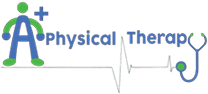 A green background with the words physical therapy written in blue.